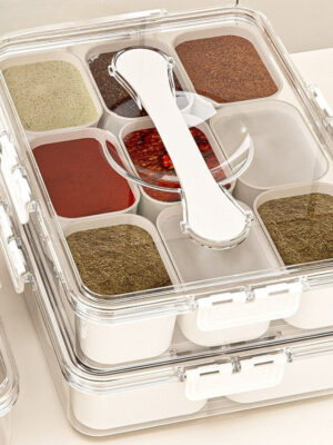 Odor-Proof Fresh-Keeping Box | 4-Grid / 9-Grid | Removable Inner Tray | Fridge Organizer