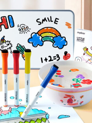 Mideer Little Artist Imaginative Whiteboard Markers (8 Colors) - Easy Clean & Water Float Fun!