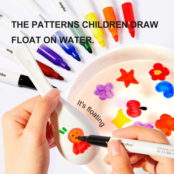 Mideer Little Artist Imaginative Whiteboard Markers (8 Colors) - Easy Clean & Water Float Fun!